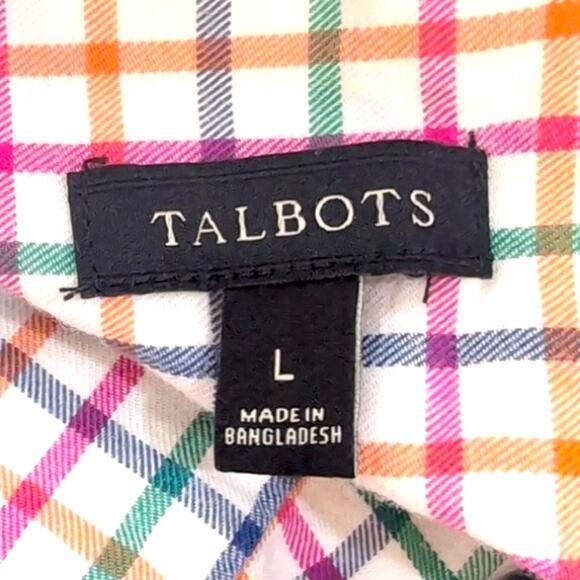 Talbots brushed cotton multicolor window pane plaid button up sz L - Picture 5 of 7